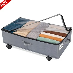 High Quality Under Bed Rotation Fabric Organizers Bins Foldable Underbed Storage Boxes with Wheels