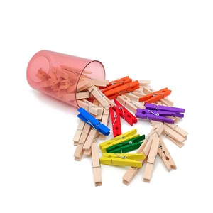 SYBW 48mm Solid Birch Wood Multifunctional Eco-Friendly Classic Lacquer Finish Clothespins (Natural Colored) /24/Pack Hanging