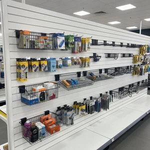 JH-Mech Creative Home Slatwall Panel System Set Storage and Display Solution Decorative Pvc Slatwall Panel Slatwall Shelves