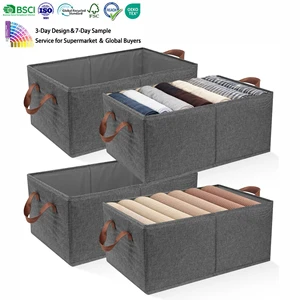Multifunctional Cationic Fabric Storage Bins Wide Leather-like Handles-Foldable Organizer for Clothes Toys Home Essentials