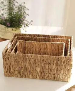 Wholesale Natural Rattan Storage Basket Sustainable Handmade Woven Organizer Basket