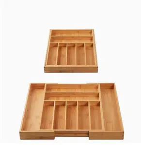 Exquisite Bamboo And Wood Drawer Storage Box, Kitchen Drawer Expandable Bamboo Storage Box
