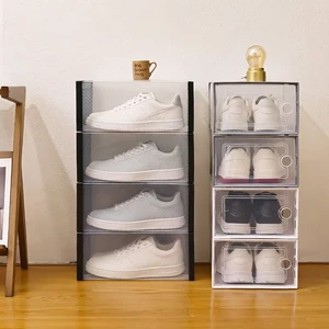 Large Transparent Shoe Box With Double Frame Reinforcement High Dust-Proof Ventilation Storage Box Dormitory Storage