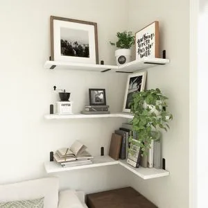 Bathroom Wall Mounted Wood Floating Storage Rack with Partition for Living Room Kitchen Modern Design
