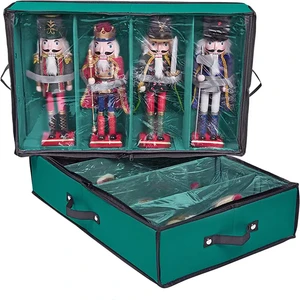 Large Adjustable Christmas Nutcracker Decorations Storage Containers Portable Christmas Figures Storage Box Storage Bag