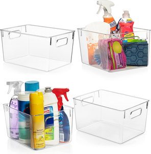 Plastic Desktop PET Large Kitchen Pantry Organizer Transparent Crisper Refrigerator Storage Box