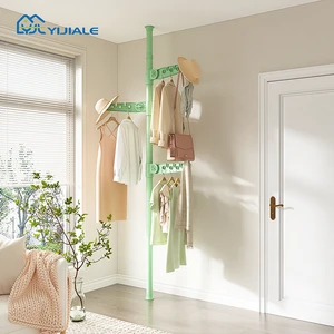 YIJIALE Factory Price Flexible Moq Standing Coat Rack Quick Install Strong Spring Entryway Coat & Bag Rack Metal Clothes Rack