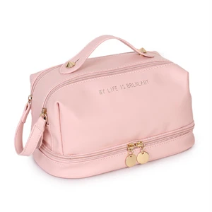 2026 New PU Waterproof Toiletry Bag, Double Layer Large Capacity Handheld Travel Storage Bag