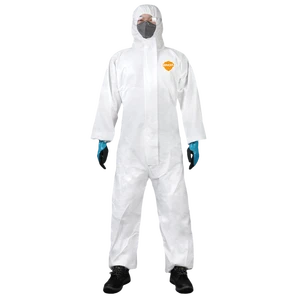 Dust and Harmful Particle-Absorbing Anti-Static Silicone-Free Breathable PP/PE White 5&6Type Protection Level Safety Coverall