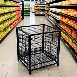 Durable Reusable Heavy Duty Supermarket Shop Product Storage Chrome Wire Metal Basket for Display and Organization