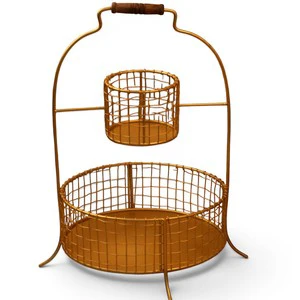 2-Tier Iron Wire Basket Table Top Organizer | Decorative Fruit, Vegetable & Kitchen Storage Basket