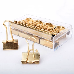 19mm Golden Color Metal Binder Clips for School Use-Money Bulldog Stationery Clips