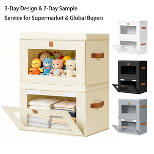 Wholesale Modern Foldable Fabric Three-Layer Storage Bins With Lids Stackable Clothes Organizer Boxes For Wardrobe