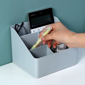 Haogle Home 4 Dividers Multi-use Plastic Jewelry Skincare Shelf Dustproof Desktop Makeup Storage Box Cosmetic Organizer