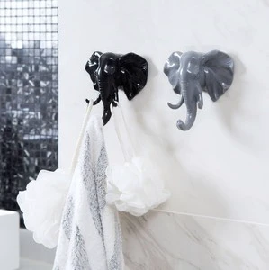 European and American Style Elephant Head Wall Hooks Creative Stylish Plastic Key Hangers for Living Room Decoration