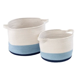 Woven Cotton Rope Storage Basket With Handle Modern Laundry Basket Handmade basket