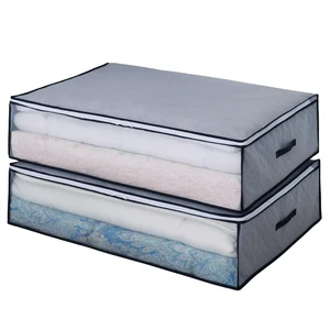Under Bed Storage Bag Foldable Visible Window Quilt Clothes Moisture Proof Fabric Storage Organizer