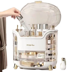 Large Capacity Makeup Organizer for Vanity Bathroom Countertop 10 Drawer Cosmetic Storage Box 3 Layer Skincare Display Case