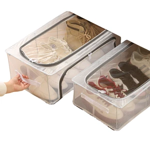 Installation-Free Transparent Dust-Proof Shoe Storage Box Thickened Steel Frame Foldable Bed Bottom Rectangle Household Shoe