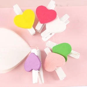 Hot Sale 50Pcs/Set Love Heart Clothespin DIY Cute Wedding Decoration Craft Pegs Wooden Clips
