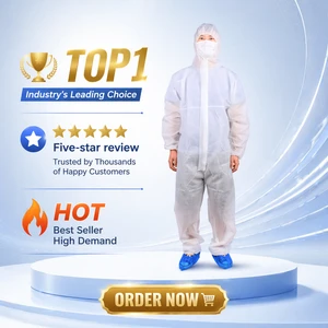 Disposable Rayon Dust-proof Work Coverall One-piece Protective Clothing with Hood