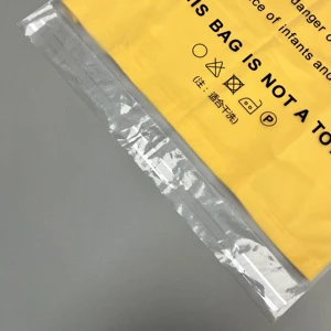 LFR 100% Recycled PE/LDPE Two-Tone Garment Poly Bag Laundry Dry Cleaning Custom Dust Bag Warning Tape High Quality Logo Portable