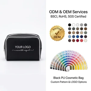 Premium Black PU Holographic Makeup Bag Travel-Suitable Skincare Cosmetic Cases