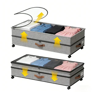 Hot Design Rolling Expandable Under Bed Storage Organizer Underwear Organizer with Wheels & Clear Zipper Lid