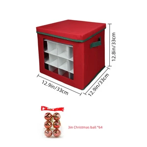 Small Foldable Christmas Storage Box Organizer Cube Compartments for Baubles & Holiday Items for Holiday Decorations with Window