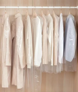 Premium Eco-friendly LDPE Garment Storage Bags with Custom Logo Clear Flexible Design for Dry Cleaning Clothing Organization