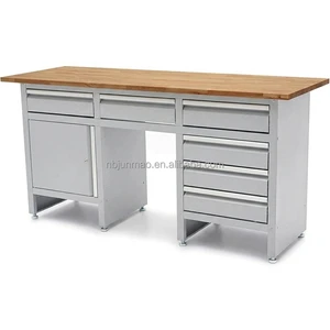Export to Germany Heavy Duty Rolling Garage Workbench with Drawers Cabinet Solid Wood Worktop OEM/ODM/OBM Customized