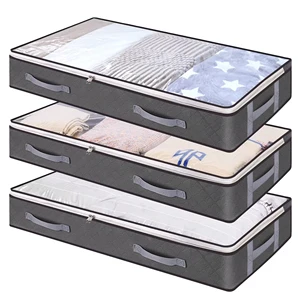 Hot Sale Foldable Space-Saving Under Bed Storage Bags Storage Organizer With Wide Handle Double-end Zipper For Home Storage