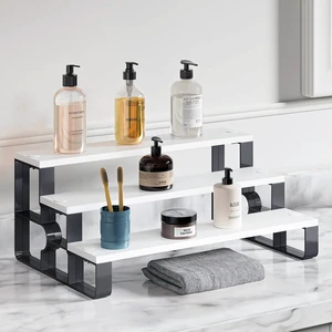 CF Waterproof Wooden 3 Tier Step-Style Display Riser Cologne Makeup Vanity Dressing Table Kitchen Bathroom Counter Organizer