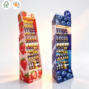 Portable Corrugated Cardboard Hook Display Shelf Custom Logo Wall Hanging Foldable Countertop POP PDQ Necessities Display Stand