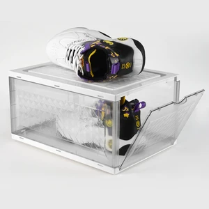 High Quality Transparent PET Rectangle Stackable Shoe Box with Magnetic Door for Premium Sneaker Storage Eco-Friendly