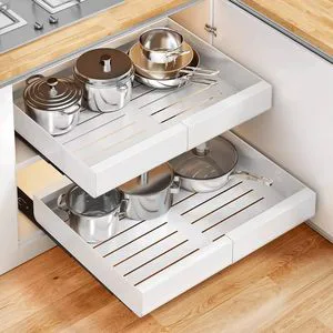 2 Pack Expandable Pull Out Cabinet Organizers Adjustable Extendable Slide Drawer Storage Shelf