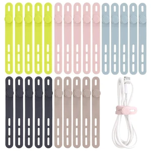 Reusable Silicone Cable Ties High Elasticity Releasable Cord Wraps Organizer for Phone Earphones Electrical Cords Storage