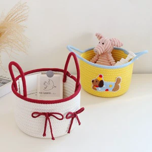 Handmade Ins Style Small Office Desktop Storage Basket Cute Woven Fabric for Miscellaneous Storage Cool Use
