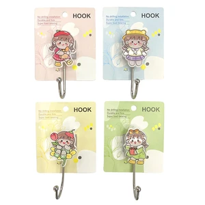 Strong Cute Novelty Wall Hooks Adhesive Storage Hook for Kitchen & Bathroom Use Multi-Purpose Traceless Organizer Heart Pattern