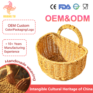 Custom Eco Friendly Handmade Multifunctional Wall Hanging Plastic Flower Fruit Rattan Storage Baskets For Kitchen Home Decor
