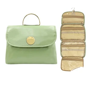 2025 Custom Logo Hanging PU Toiletry Bag Travel Portable Storage Wash Bag Large Capacity Fold Organizer Toilet Bags