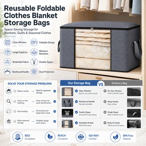 Reusable Foldable Clothes Blanket Storage Bags Large Capacity Organizer Bag for Home