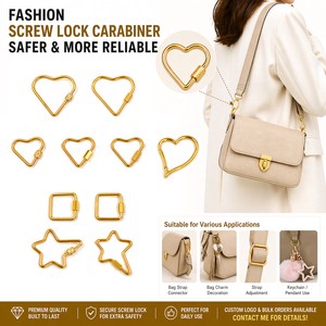 Luxury Bag Hardware Clasp Stainless Steel Decorative Fashion Screw Carabiner Lock Charms For Handbag Making Connector