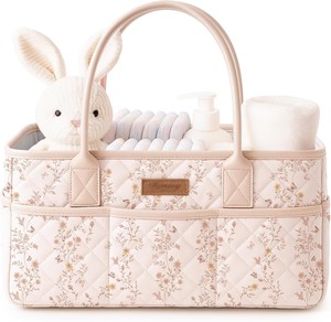 Floral Diaper Caddy Organizer Stylish Nursery Storage Basket Diaper Bag Gift For Baby Shower Newborn Essentials