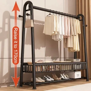 Custom Large Capacity Double-Tier Rust-Proof Iron Coat Rack for Bedroom Living Room Hotel Use-Modern Storage Shelves for Bags