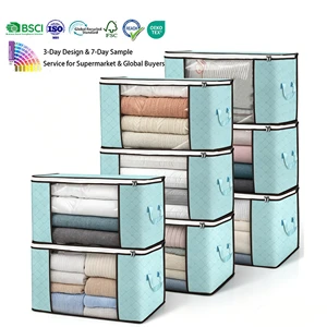 Factory Custom Foldable Blanket Clothes Storage Bag Clothes Storage Containers with Pvc Window for Organizing Clothing Pillows