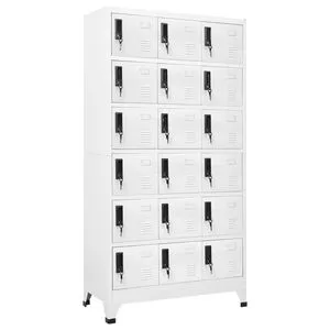White Steel Locker Cabinet 35.4 X 15.7 X 70.9 Inches Storage Lockers For Office Garage Use