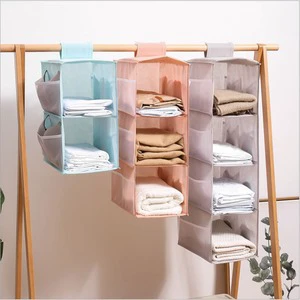 Clothing Storage Hanging Bag Double-sided Multi-functional Organizer With Mesh Bag Underwear Socks Bra Storage Bag for Wardrobe