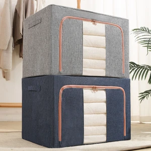 24L Folding Storage Box Dirty Clothes Collecting Case Non Woven Fabric with Zipper Space Saving Bags Foldable Opp Bag Durable