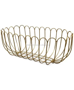 High Quality Eco-Friendly Durable Metal Wire Gold Finish Geometric Bread Basket for Hotel Use
